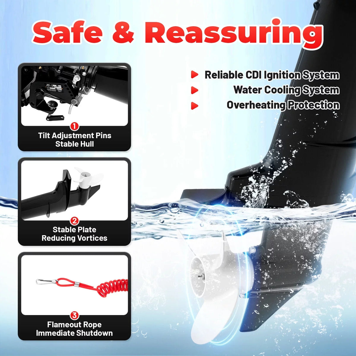 Engine CNCEST Inflatable Outboard 2-Stroke System Water Boat Motor Fishing Motor Hp 6 Cooling