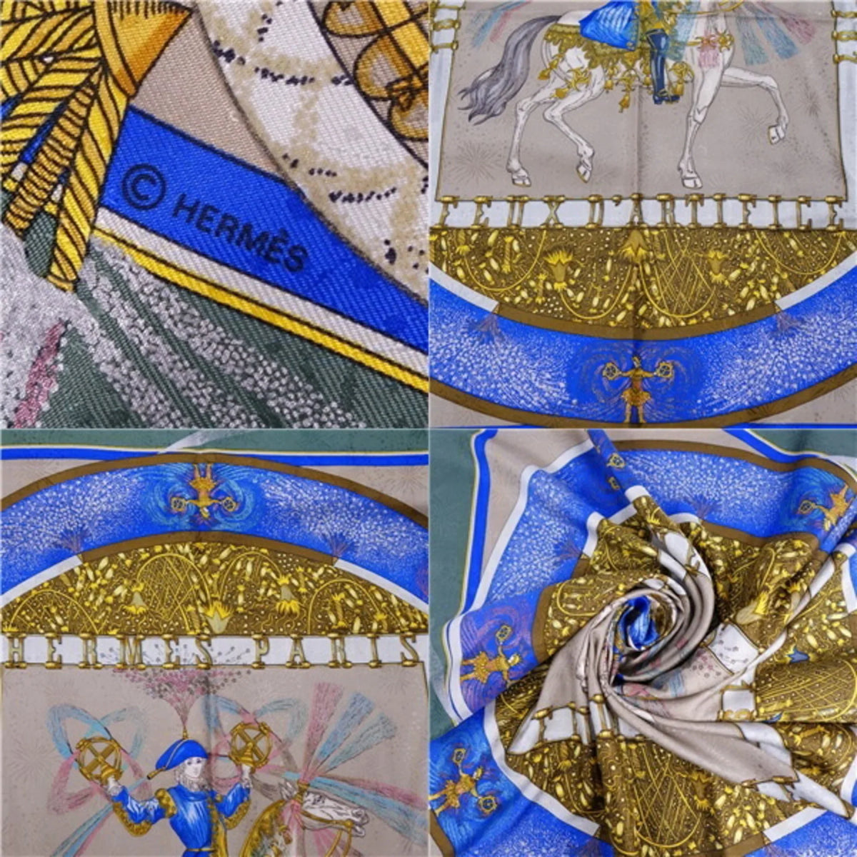 FEUX Silk HERMES Scarf Muffler (Good) Women's Multicolor Pre-Owned Fireworks Carre90 D'ARTIFICE