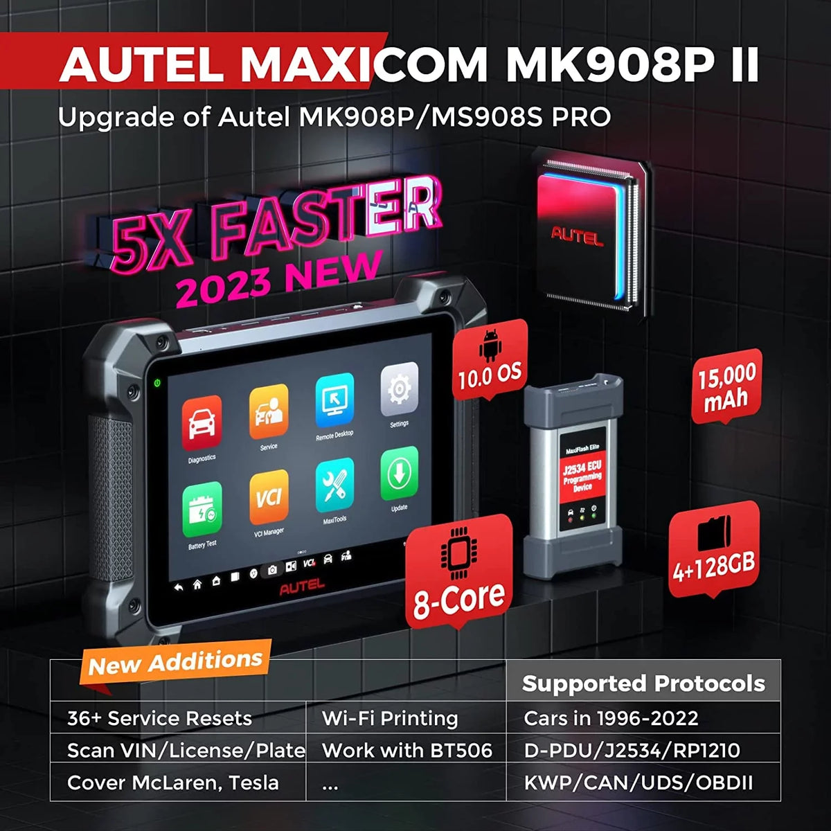 II 2.0 Autel ECU Programming Diagnostic Pro 38+ Pass-Thru, Coding Car Bi-directional, MK908 Scan Services,J2534 Tool J2534 MaxiCOM AutoScan