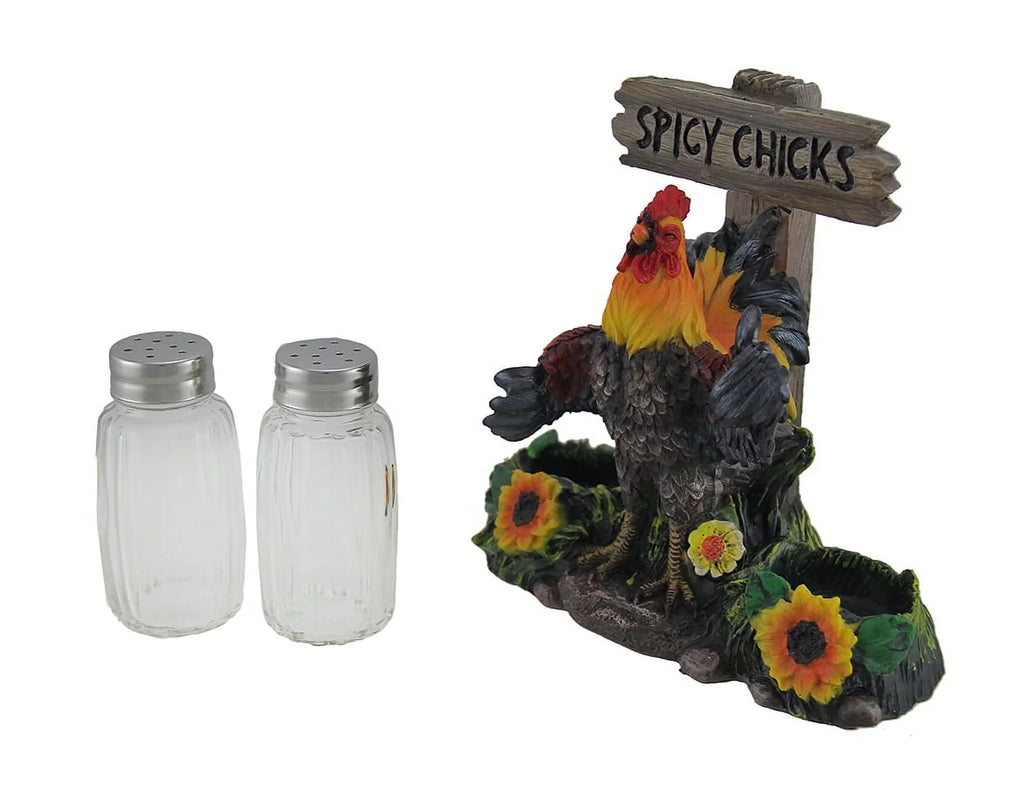 by Country DWK Sunflowers Farm Chicks Salt Pepper Decoration & Kitchen & Shakers Rooster Hit