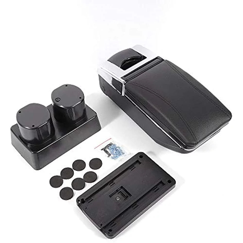 Leather For Versa Console Rotatable Tiida Armrest Latio Nissan OUKANING Center Parts Box Storage Automotive Black Body Automotive 2007-2011