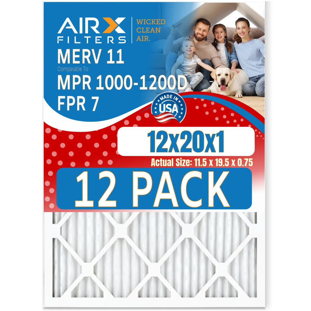 11 Pack AIRX 12 Comparable to CLEAN MPR 1000, MPR FILTERS MERV Made FPR - Filter Air 7 1200 WICKED 12x20x1 & AIR. of by Furnace in USA Rating, Filters