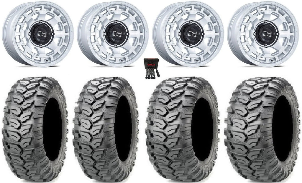 Ceros 14" Black Mule Rhino Kawasaki Wheels Si Pro 26" FXT Tires Chamber