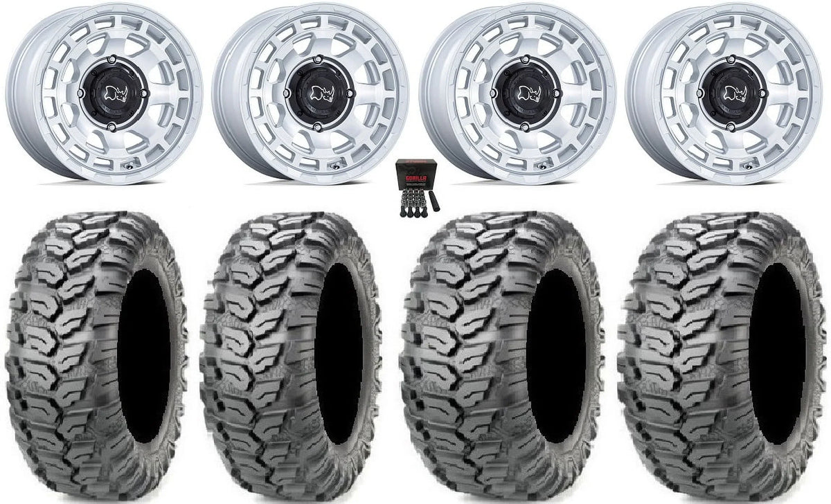 Ceros 14" Black Mule Rhino Kawasaki Wheels Si Pro 26" FXT Tires Chamber