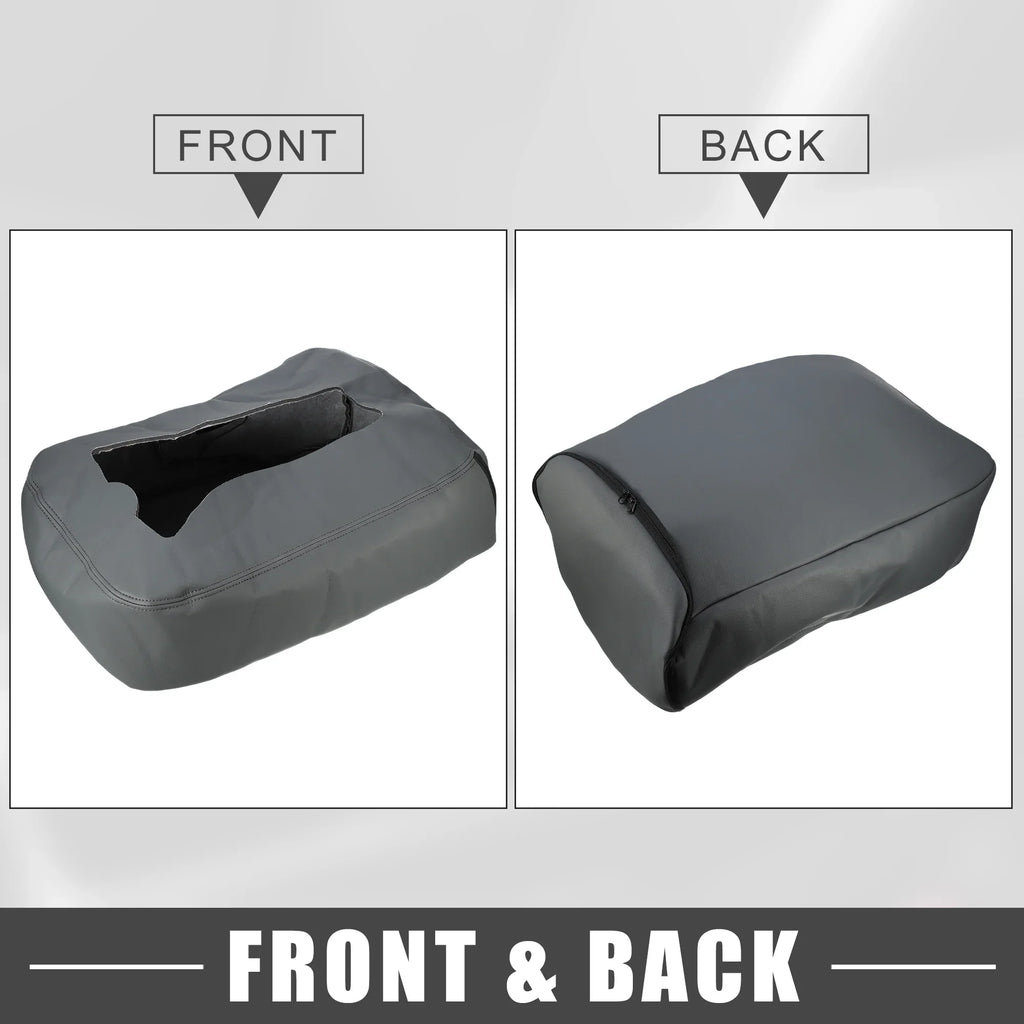 Leather 1500HD Center 1500 Pad Console Chevy Waterproof Faux 2007-2014 Dark Silverado Cover Gray for