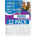 USA Comparable of 12 Pack Air - by AIRX Rating, - & to MERV CLEAN in Filter 2200 Made Filters MPR 9 FILTERS 15x20x1 Furnace 1500 13 AIR. FPR WICKED