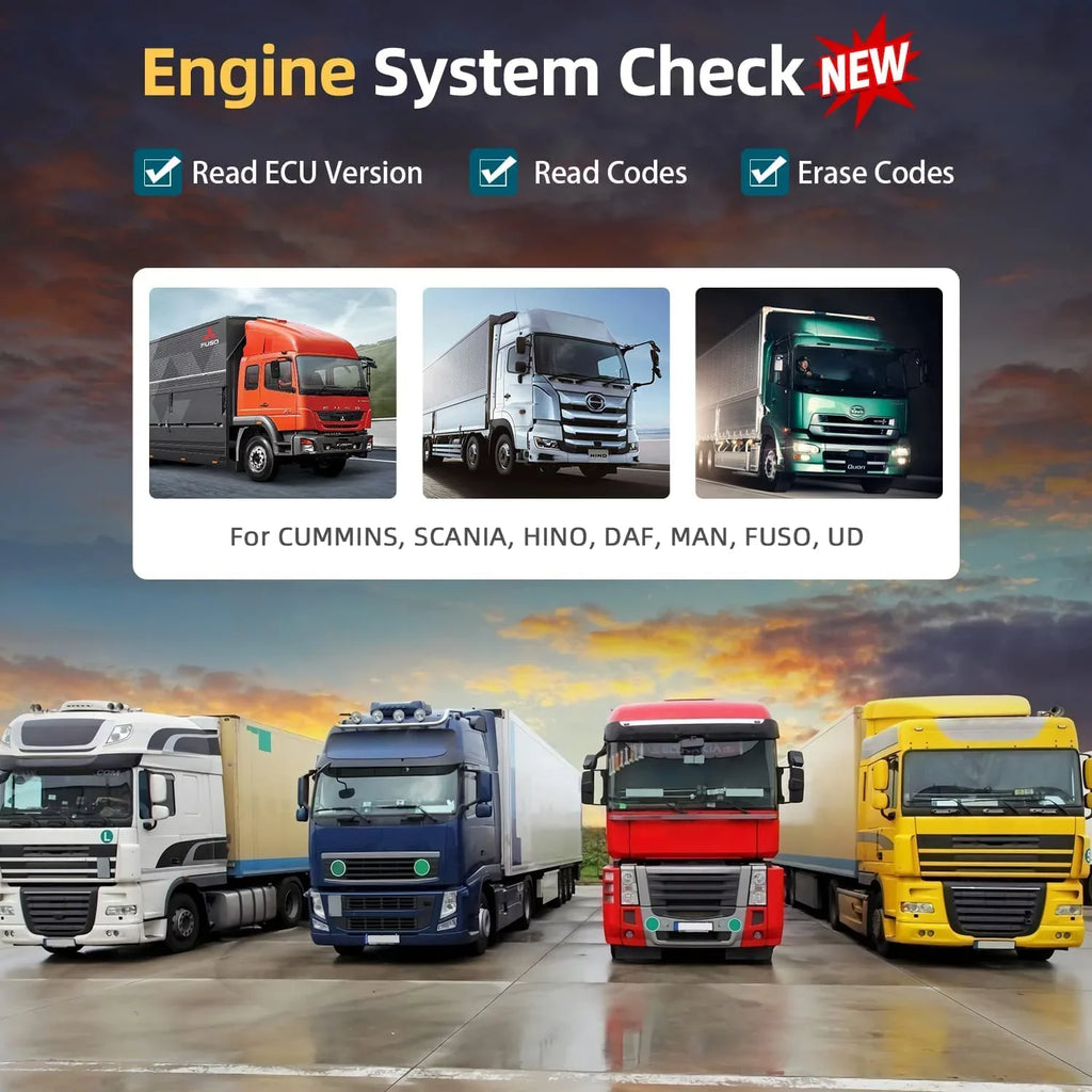 Code Scan Duty DAF Car Scanner Cummins, Tool Scanner Hino, Truck for Diagnostic Man, Engine & Heavy in EOBD , Tool Fuso, Truck Auto 1 2 Romondes Diesel UD OBD2 RD801 Scania, HD Reader Check OBD OBD