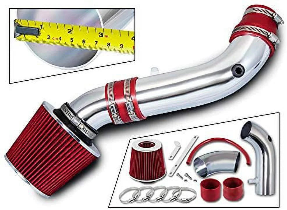 Wrangler Compatible For Combo Filter V6 Racing Ram Air RED Kit Jeep Rtunes 3.8L Intake + Short 07-11