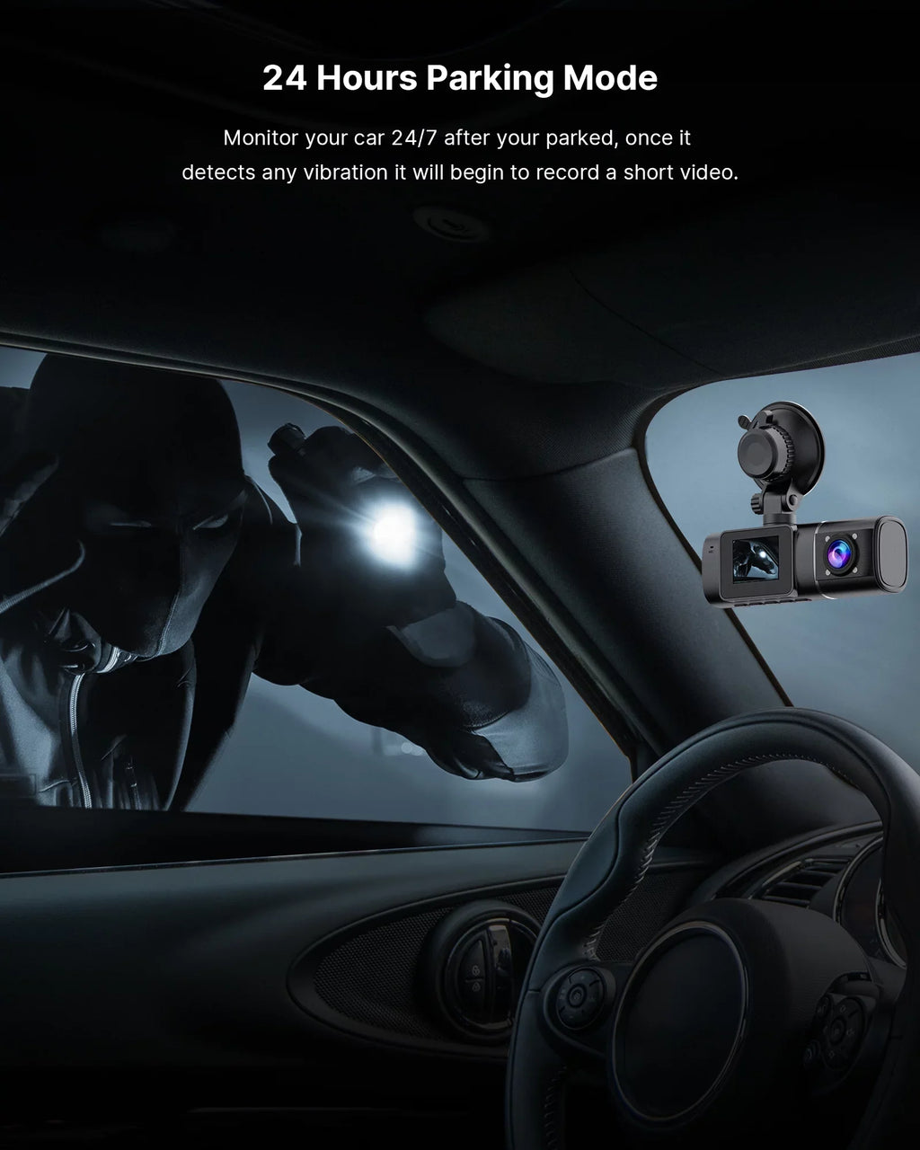 Front 720P with Camera, Screen Uber IR 1080P inch Night 1.5 Cabin LCD Cam Dash FHD Dash Dual Inside Toguard Vision, and