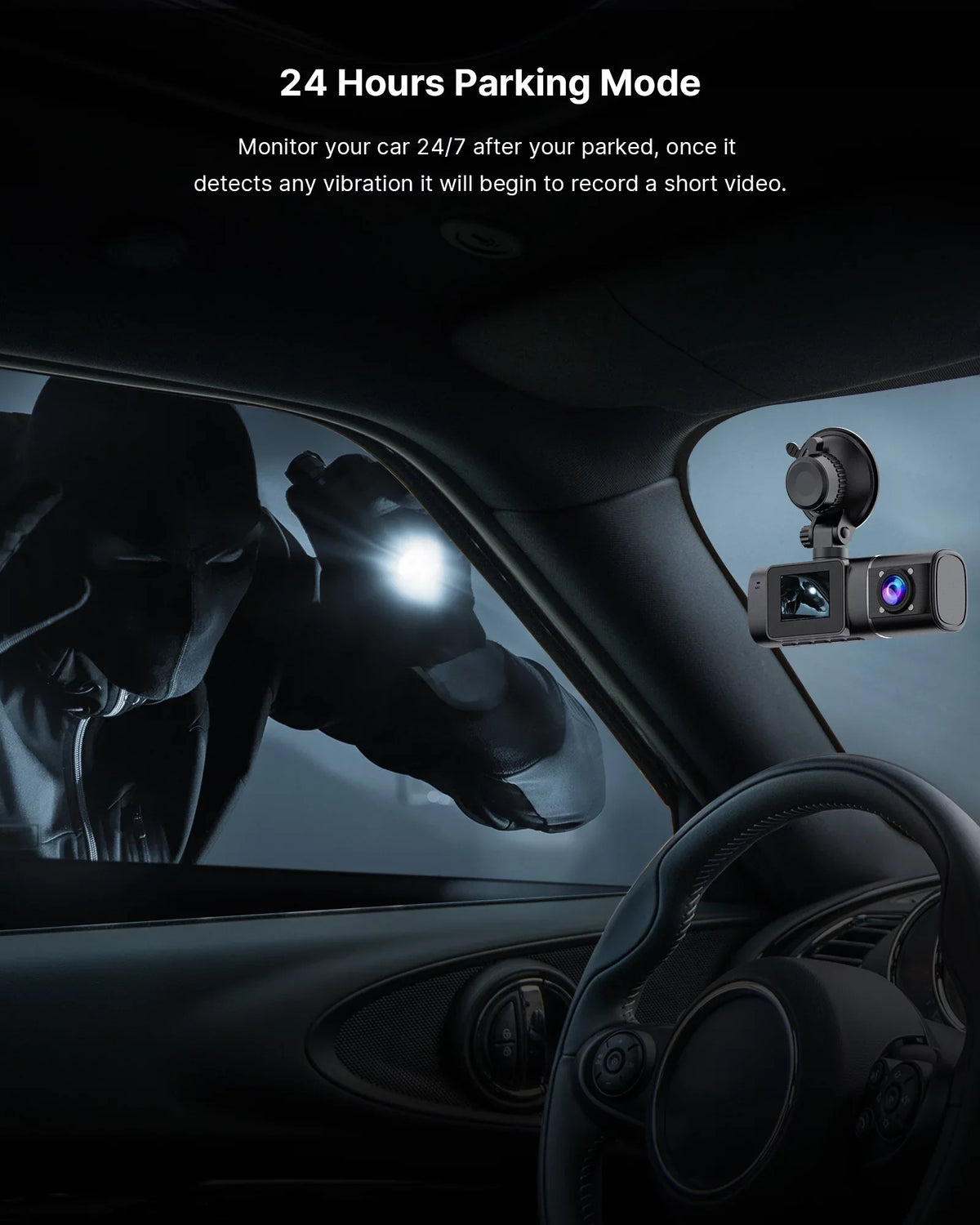 Front 720P with Camera, Screen Uber IR 1080P inch Night 1.5 Cabin LCD Cam Dash FHD Dash Dual Inside Toguard Vision, and