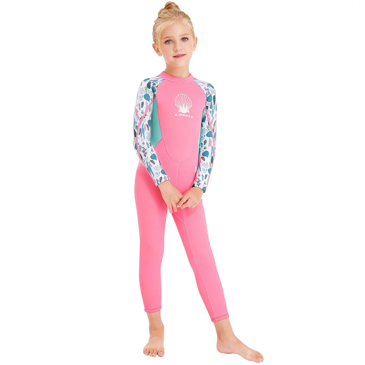 Surf Quick Sleeve Zipper Girls Wetsuit - with Swimsuit for Dry - Diving One Back Suit Piece X-MANTA Long