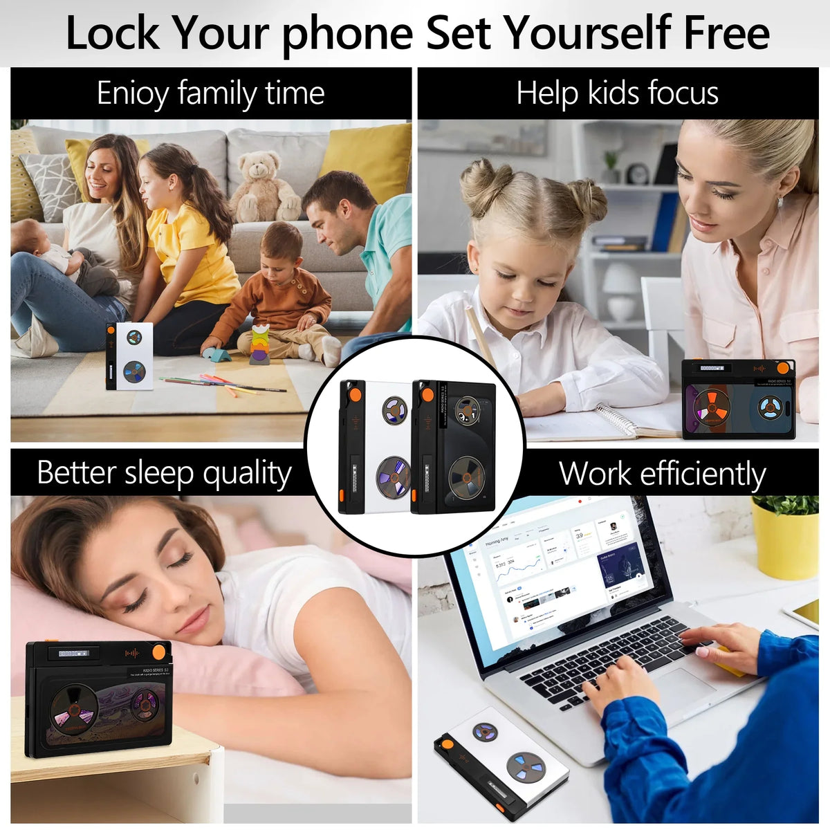 Life for Portable with Black-One Help on Focus to Phone Addiction, 6.7x3.5x0.7, With Real (L Timer, Phone Cell Phone Lock Box Lock Box Timed Prevent Screen) Semi-Transparent Cover,
