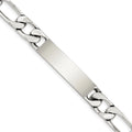 Men's mm 12 8.5 Engraveable Polished ID Sterling Figaro in Link Silver Bracelet