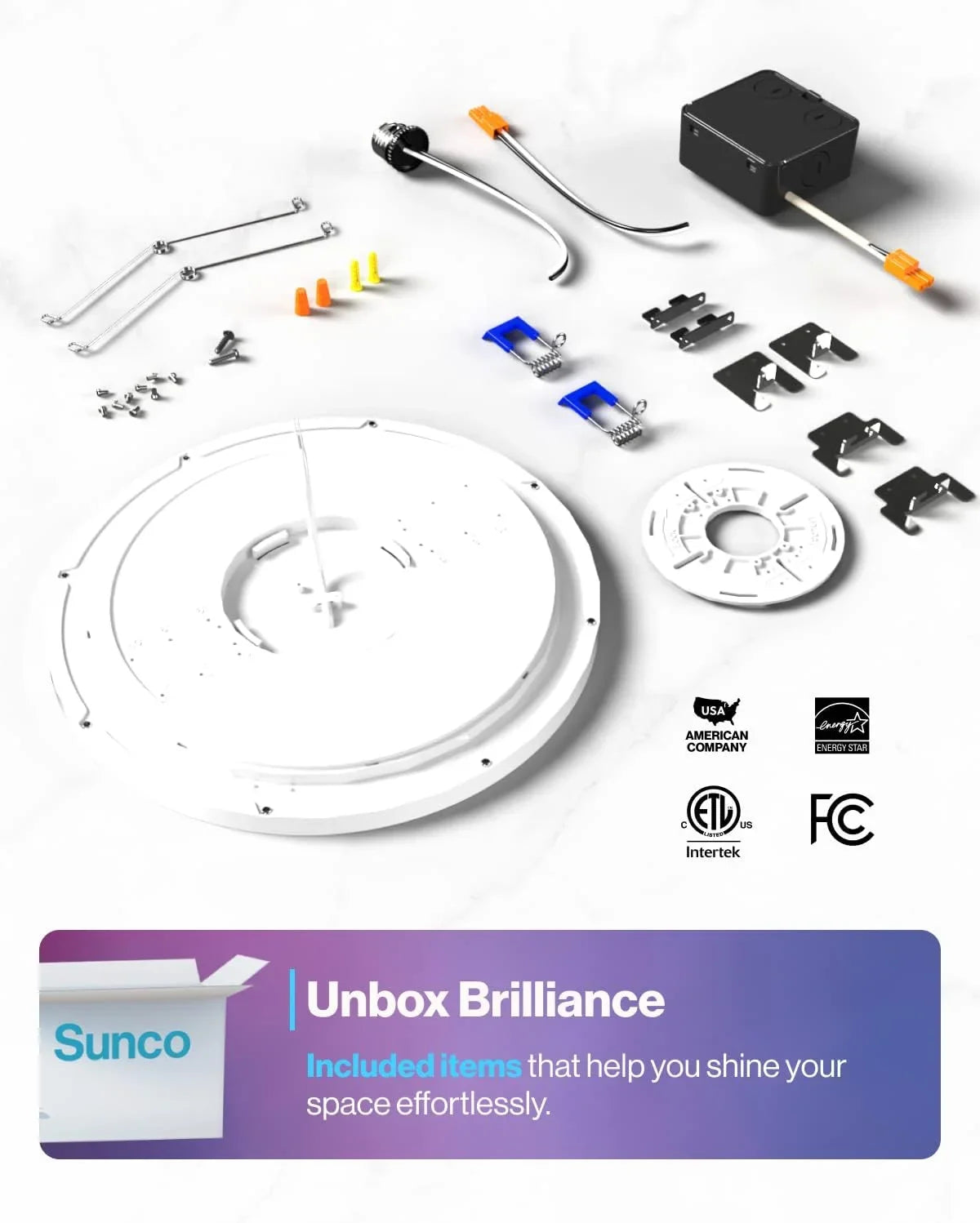 Energy Mount RGB ETL LED Home Light Amazon Night 13 24W Alexa Light Sunco LED 2500LM Pack for Flush Compatible Color Google Kitchen Inch Star Smart Ceiling Fixture Hallway 4 Bedroom Changing