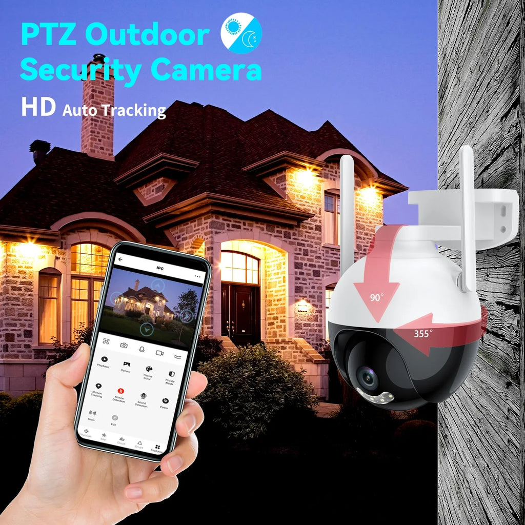 View Lixada Night Motion System 2-Way 4MP Access IP66 Remote IP Home Detection Vision Camera WiFi 360° PTZ Wireless Waterproof Color Audio