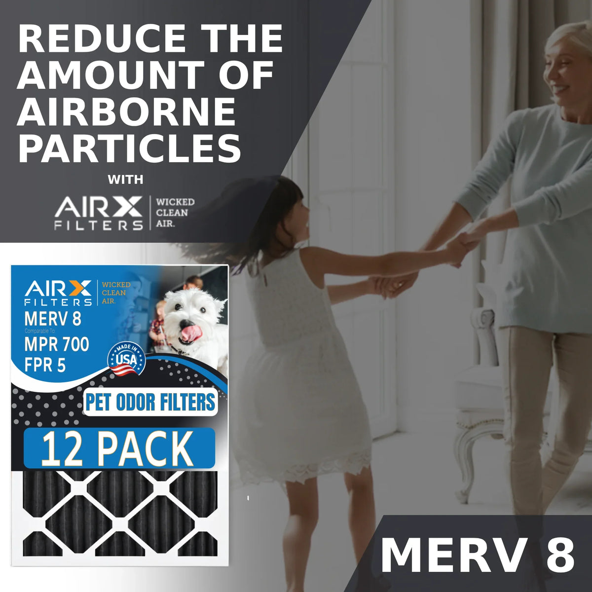 CLEAN Air in FILTERS 700, Filter Odor 5, by to Pack - Furnace Comparable 8 14x24x1 MPR Pet Made USA FPR WICKED Filters 12 AIR. Filters MERV of Retention Rating, AIRX