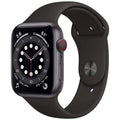 Apple Unlocked Pre-Owned Case - (2020) 6 - Space + Cellular Gray Series Band Aluminum - Black 44mm GPS Watch Fair Sport