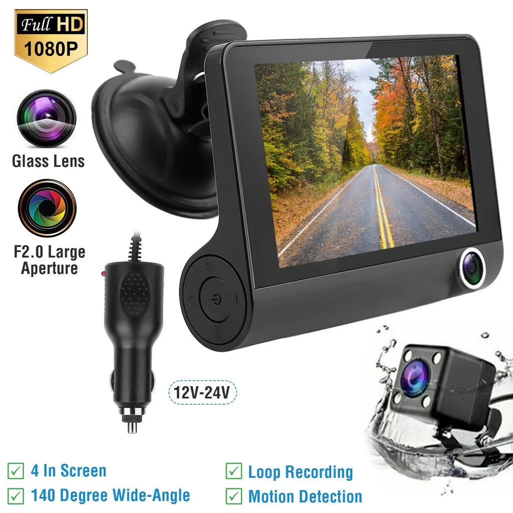 Driving Car Recording Driving Vehicle Car iMountek 3 Recorder Camera Lens Recorder Seamless 3 Dash 4In Lens Camera