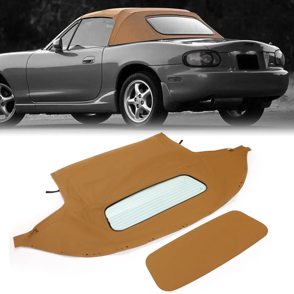 Kojem Glass Window Heated Sailcloth Vinyl Miata Convertible with Top for Tan 1990-2005 Mazda Soft