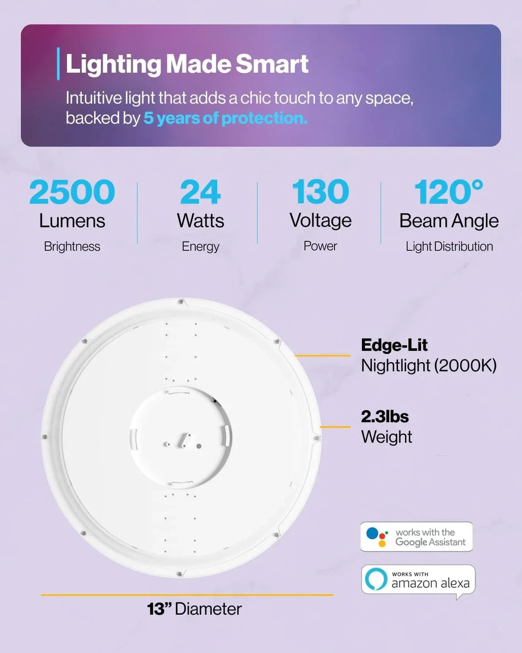 Energy Mount RGB ETL LED Home Light Amazon Night 13 24W Alexa Light Sunco LED 2500LM Pack for Flush Compatible Color Google Kitchen Inch Star Smart Ceiling Fixture Hallway 4 Bedroom Changing