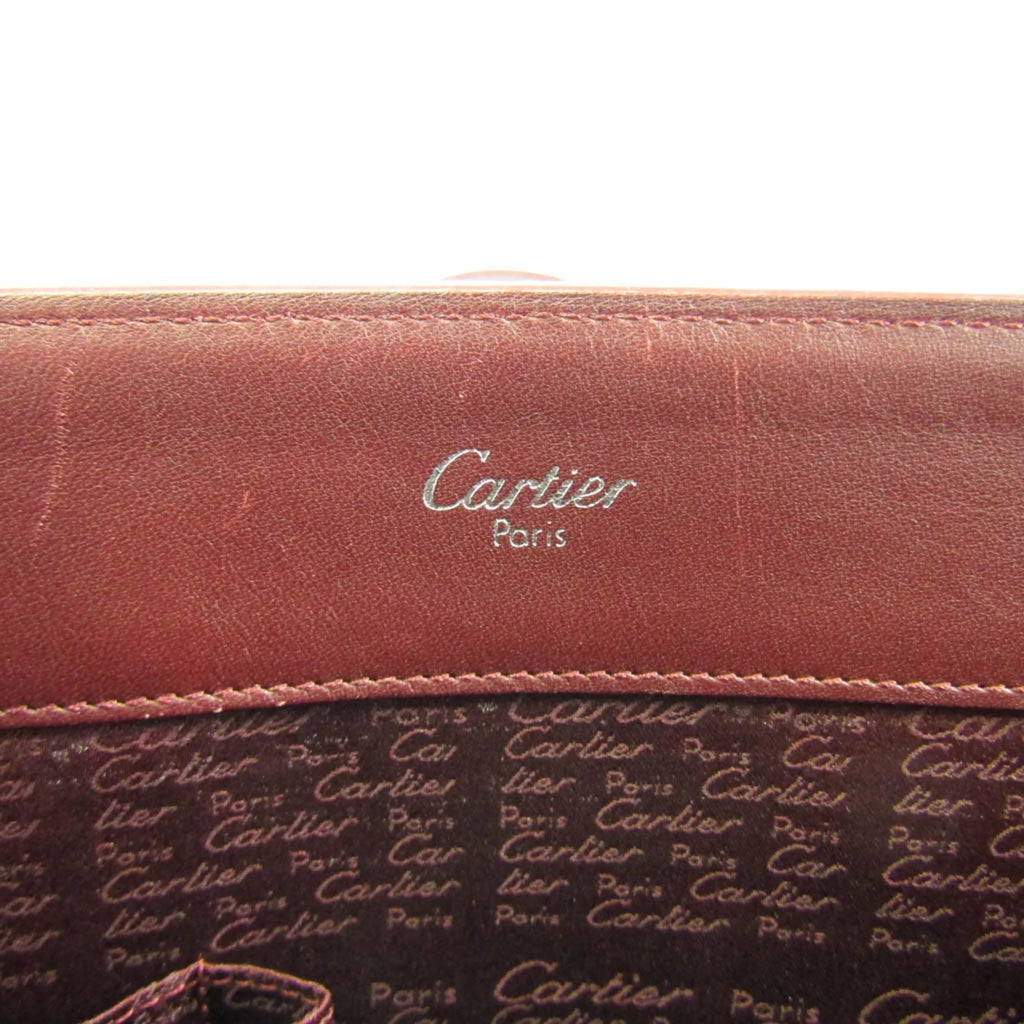 Tote Leather Women's Cartier Bordeaux Pre-Owned Bag (Good) Cabochon