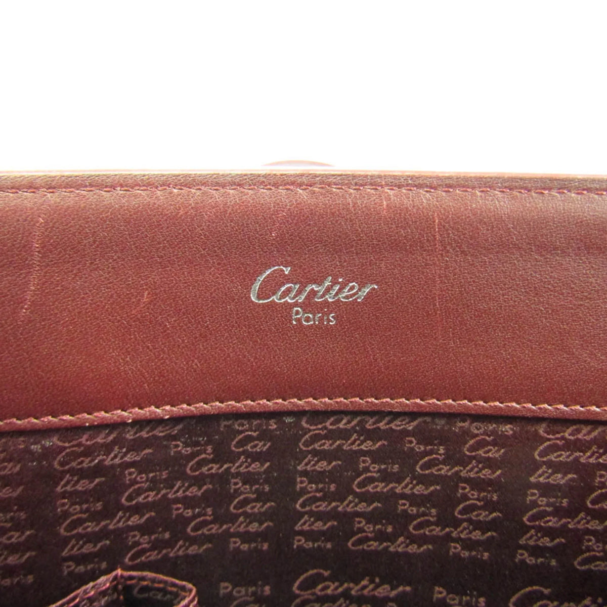 Tote Leather Women's Cartier Bordeaux Pre-Owned Bag (Good) Cabochon
