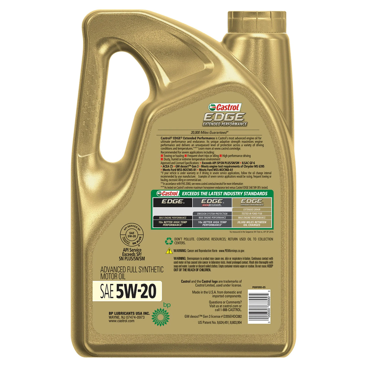 EDGE Oil, Castrol Quarts Advanced Extended 5W-20 5 Synthetic Motor Performance Full