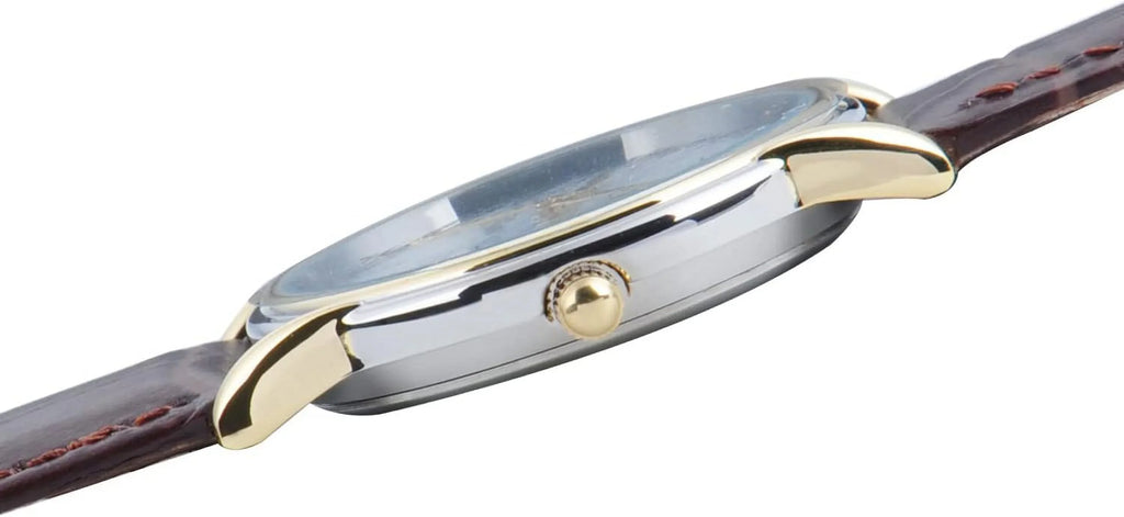 Winnie Alloy Gold Watch, Silver and Brown Strap Men's Leather Cardiff