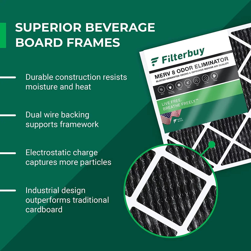 Air AC Eliminator MERV Filterbuy Activated Pleated with Odor HVAC Carbon 20x23x1 8 Furnace (6-Pack) Filters