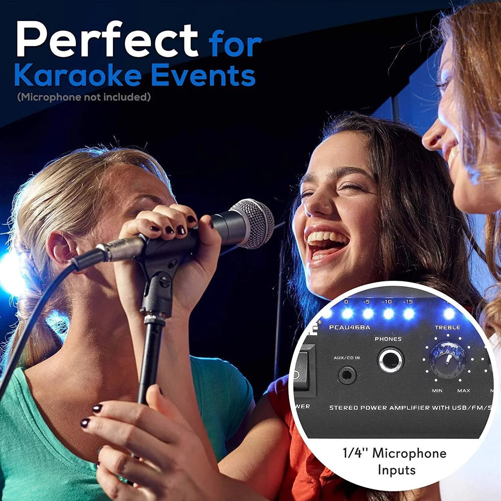 Display System w/ Home Audio Amplifier PCAU46BA Bluetooth LED Pyle Blue