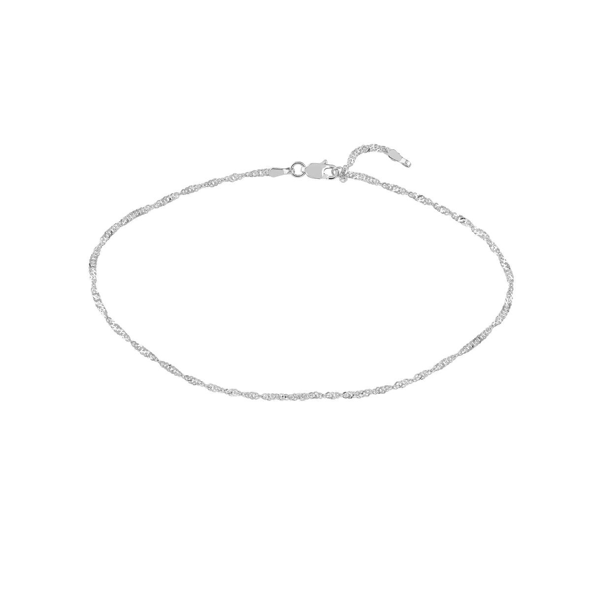 Women's Adjustable Anklet 1.7mm Singapore 14K Gold White 9"-10"