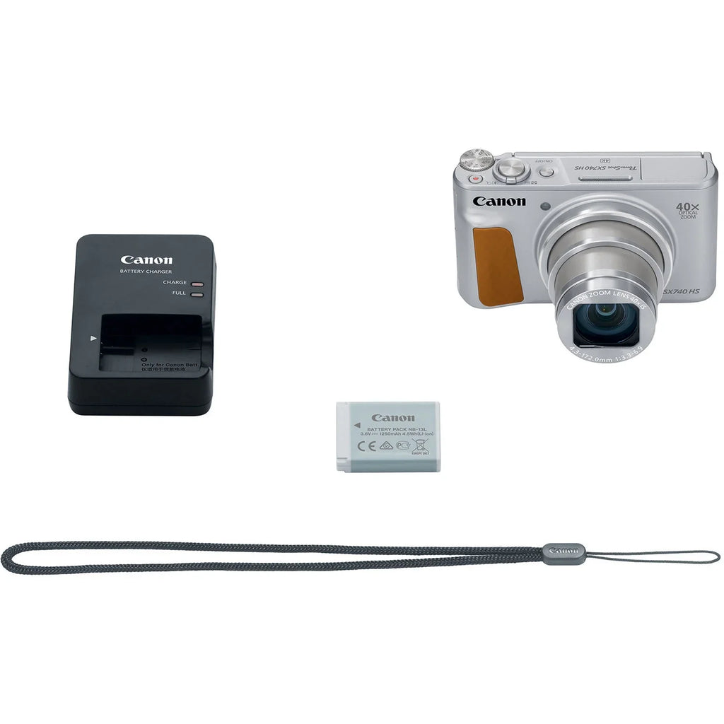 Tripod+Deluxe (Silver)+64GB Memory Card+Camera Accessory Bag+Steady HS Shoulder PowerShot SX740 Bundle Digital Gripster Canon Camera