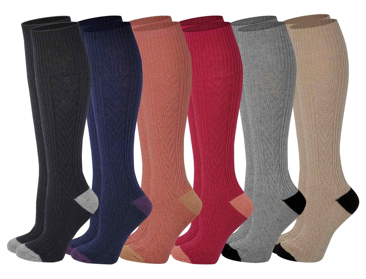 Women Cable High Knit Winter 6 Socks Knee tone Pairs two Boot sumona