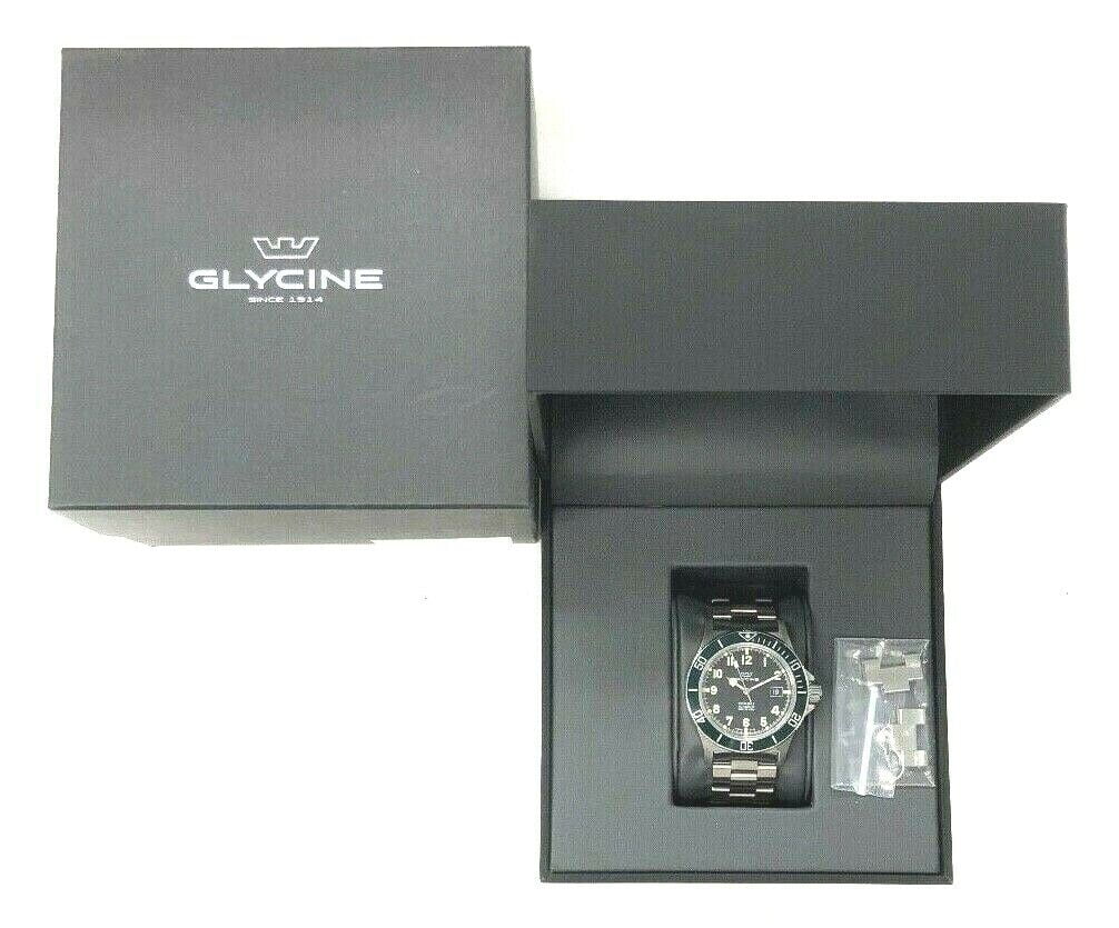 Automatic Watch Men's GL.0253 42mm Glycine Stainless Combat Green Bezel Steel
