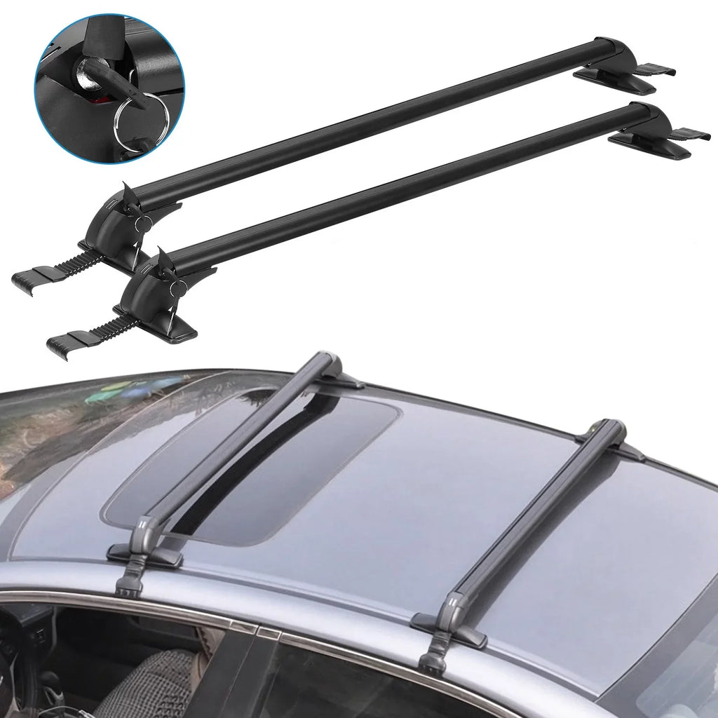 Adjustable Anti-Theft Pieces Luggage-2 Car Bar, for 43in Frame Cargo Crossbar Hooks Window Universal Lock Kayak Rack Bike Cross Roof with