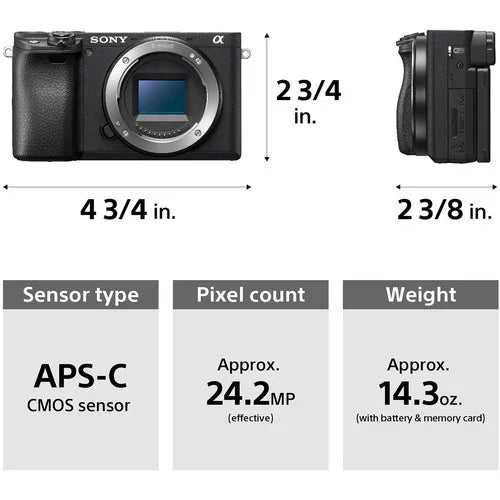 Video, Sony Mirrorless Digital Kit Pixi Screen Focus, with Eye Lens a6400 Flip Alpha Lens Camera Auto Interchangeable 4K Real-Time & Camera: Essentials 16-50mm Compact APS-C +