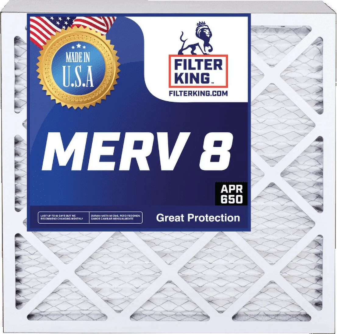 x HVAC 15.5 Size: 24.5 Filter | Filter x MADE | MERV .75" 15.5x24.5x1a IN Pleated USA | | Actual Air 8 King Furnace 3-PACK A/C Filters