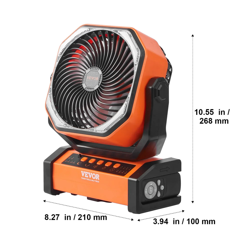 Portable with LED 4 Fan Rechargeable Timer Lantern Swivel inch Speeds SKYSHALO 9