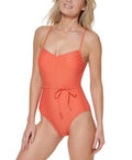 Crisscross Tommy Orange 16 Size Piece Back Hilfiger Tie-Belt One Swimsuit Women's