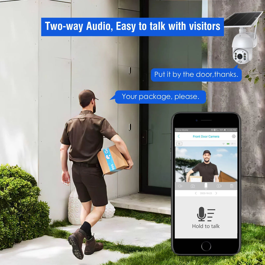 Motion Camera Detection, Vision, TOGUARD Wifi with PTZ Security Audio 1080P Wireless Camera Battery, Dome 2-Way with Night Color Solar Outdoor PIR Surveillance 15600mAh