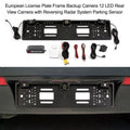 Nebublu Reversing 12 License Sensor Car European Rear Plate Backup Camera, Parking View LED Camera, Frame, System,