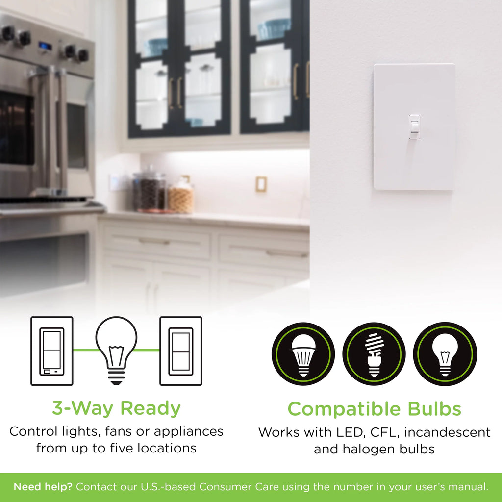 Z-Wave Light Enbrighten Hub Toggle Switch, Z-Wave 46202, Smart Plus White Required,