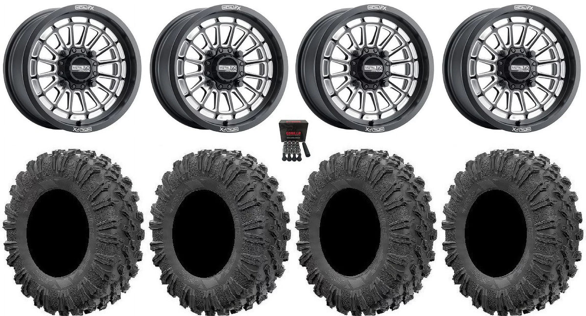 Contrast Cut Bk / MotoRavage Tires MetalFX Talon 15" X3 Maverick Pioneer Delta Can-Am / Wheels Honda 1000 32"