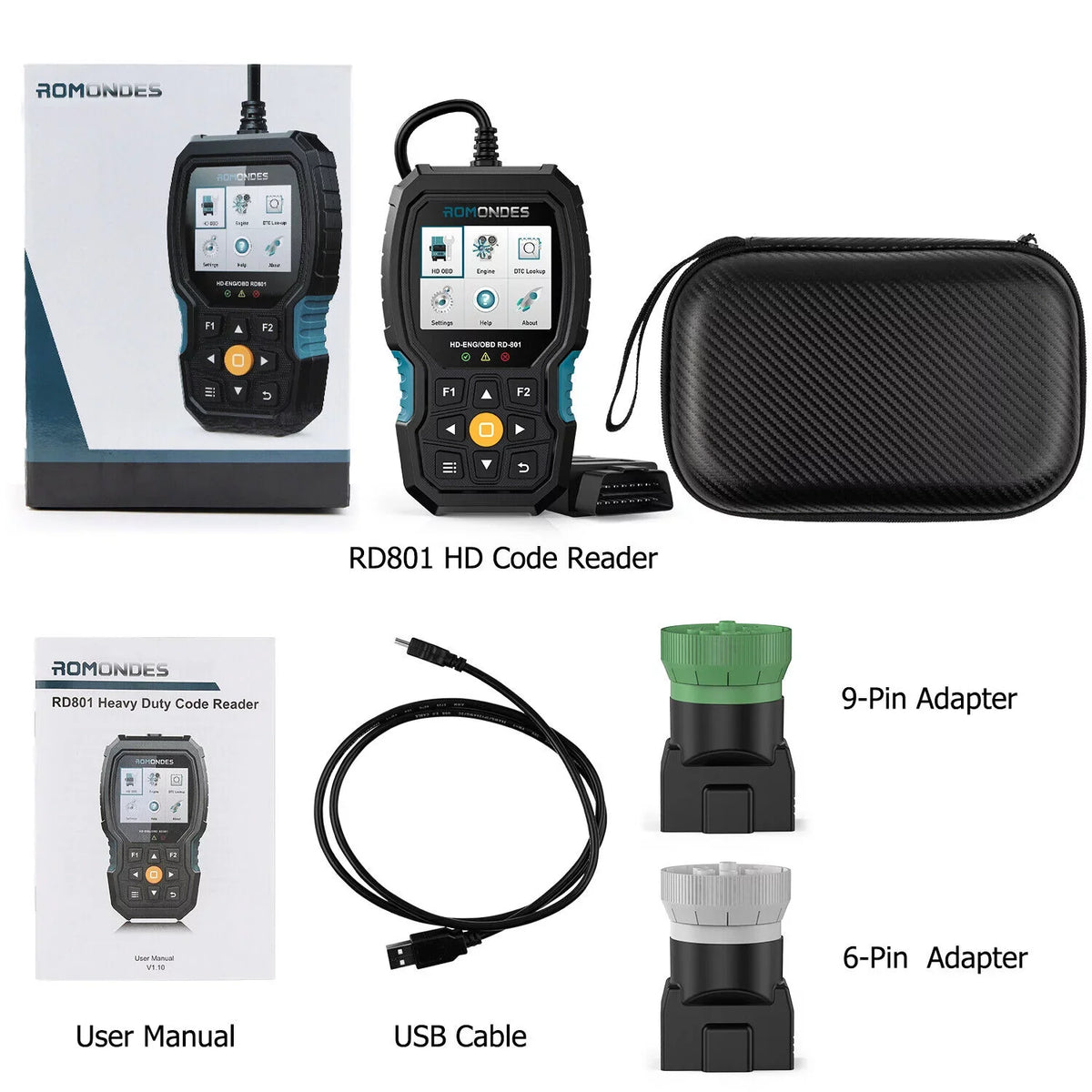 Oil Code Tools Diagnostic DPF Scanner Reset RD801 Truck Diesel Truck Heavy OBD2 Duty Scanner Romondes Reader