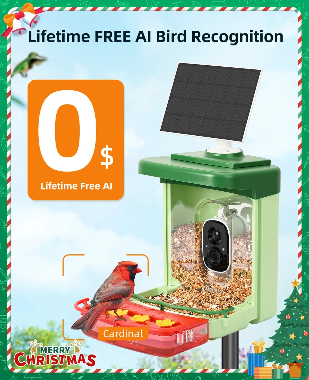 Anyone Ideal Bird Feeder Camera, in 2 HD of Capture Feeders Species, for with Gift Unique 1 Auto Camera, Birds 3MP with Camera with Hummingbird Bird Identify Close-Ups AI