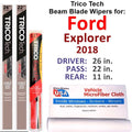 w/Rear Wipers Wiper Blade (Set Ford Beam 3) Explorer 2018 of