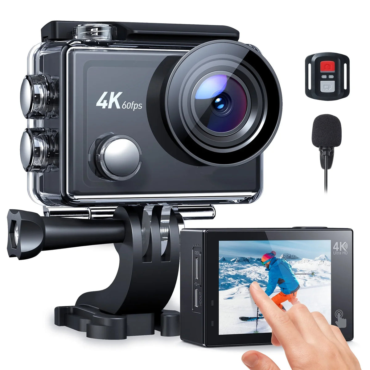 Camera Action Remote Control Underwater Camera Touch Cam 170° Waterproof EIS WF 24MP Angle 60FPS with Vlog 4K 40M Wide Camera Screen Sport
