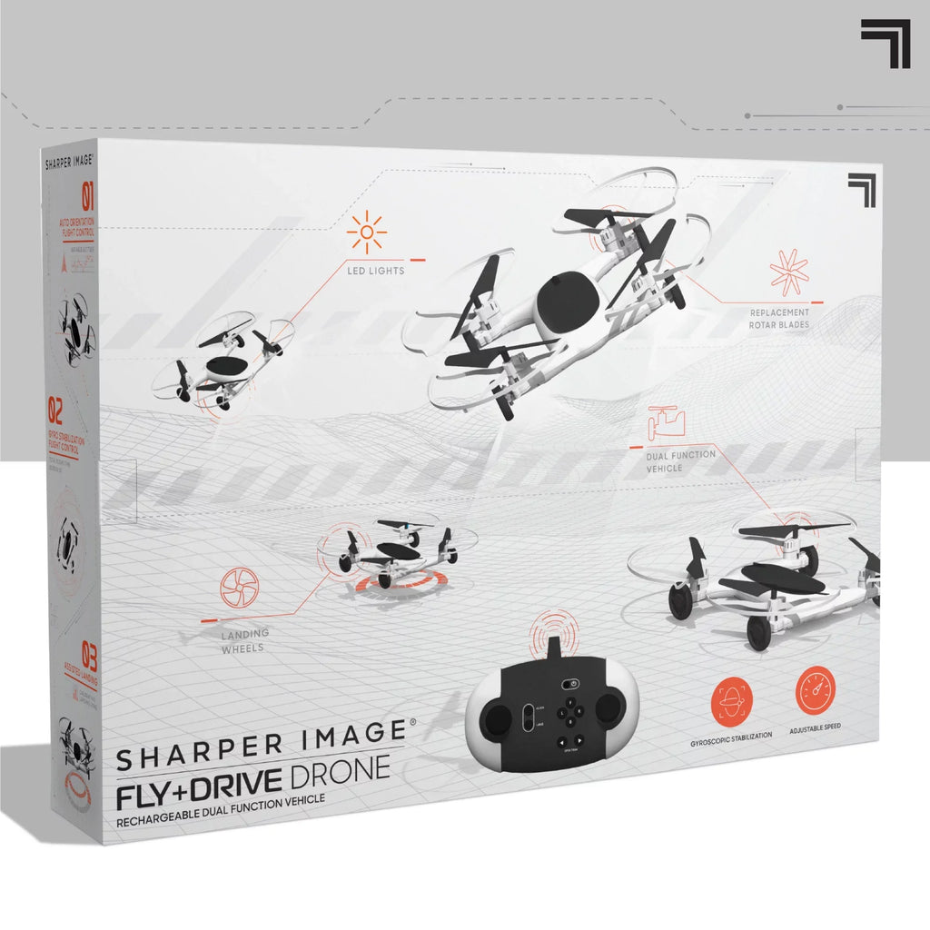 '+ Drive Rechargeable Max RC, Fly SHARPER IMAGE Control 215ft Long and Drone Function 5in 250ft Range Altitude, Dual