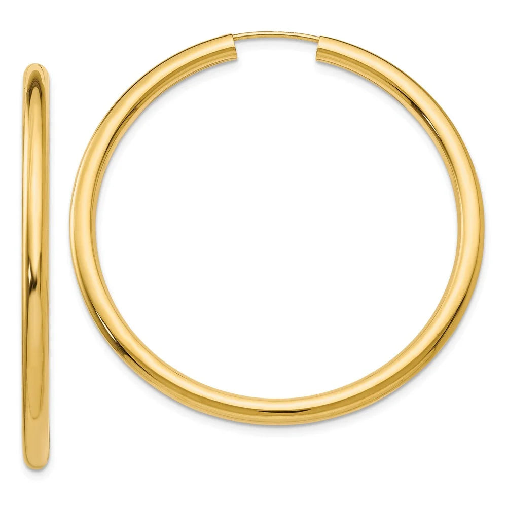 for Women Polished Adults Yellow and Earrings; Tube Gold Teens; and 14kt Hoop Endless Real for Men