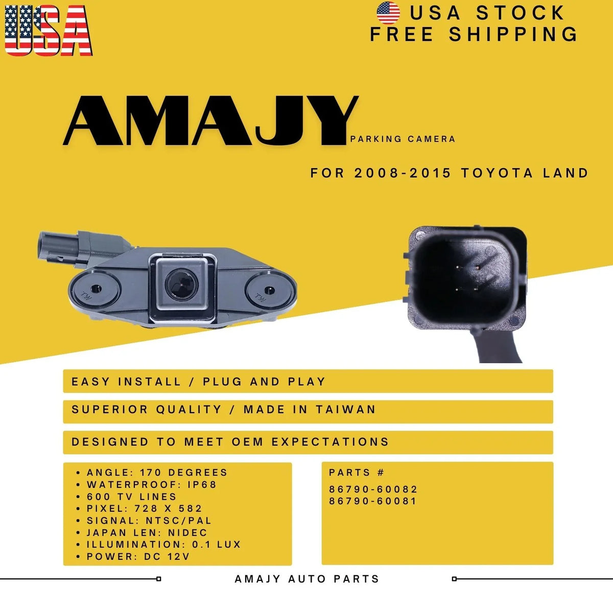 Camera 08-15 86790-60082 86790-60081 Backup for Replaces Toyota Land